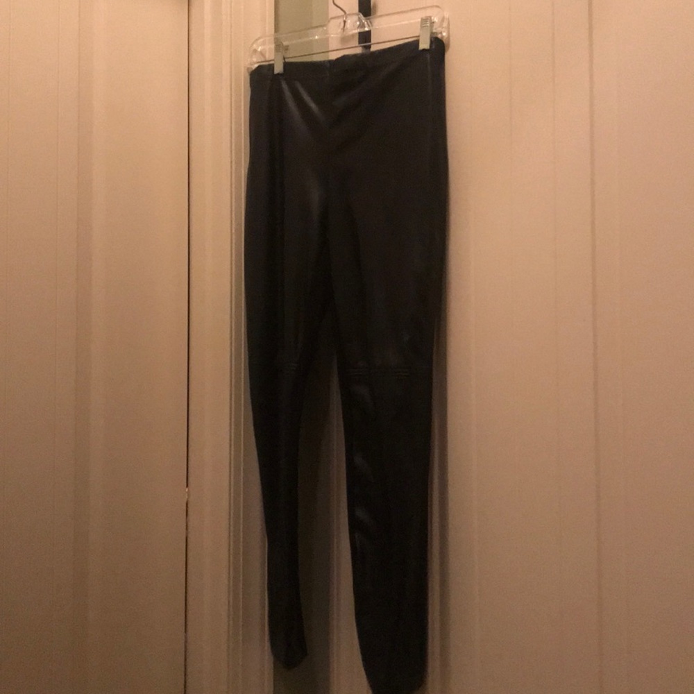 Faux leather front slacks